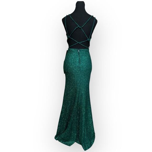 NWT City Triangles Womens Glitter Jersey Knit Gown Green Size 3 - Picture 12 of 16